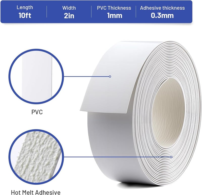 FAKILO PVC Edge Banding 2 inch x 25ft Veneer Edge Banding White with Hot Melt Adhesive Pre - glued Iron on Edging Tape Trim for Cabinet Plywood Repairs and Furniture Restoration - Image 2